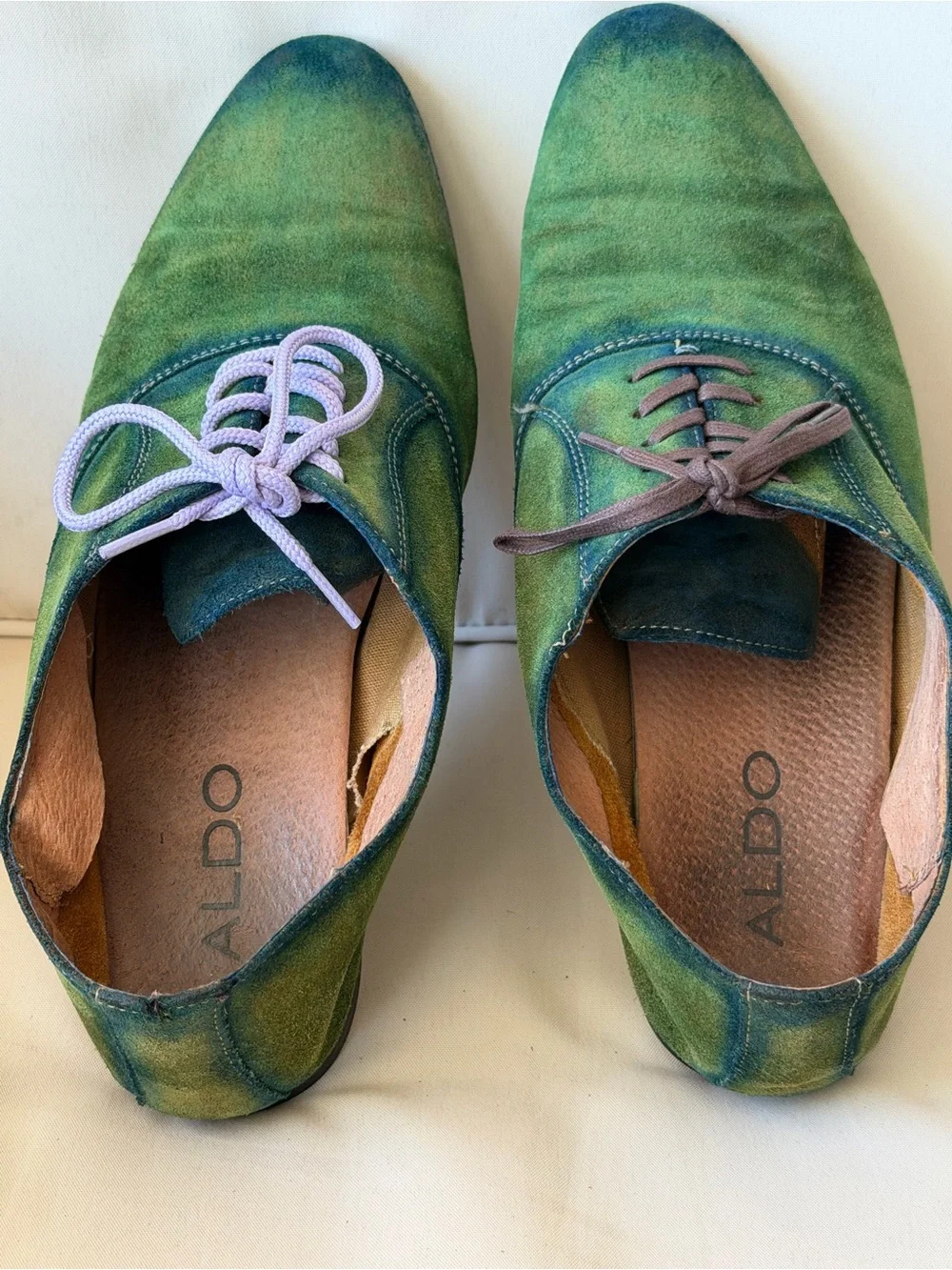 Hand-Finished Green Patina Suede Derby | ALDO | 1 of 1 | Size 9